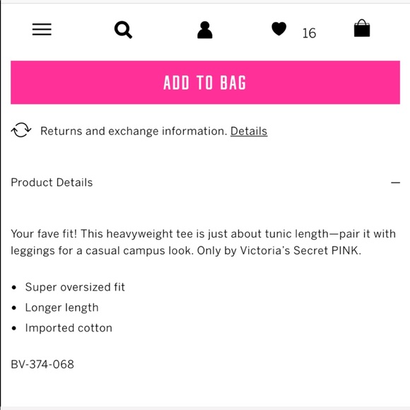 VS PINK CAMPUS LONG SLEEVE TEE SZ M - Picture 5 of 6